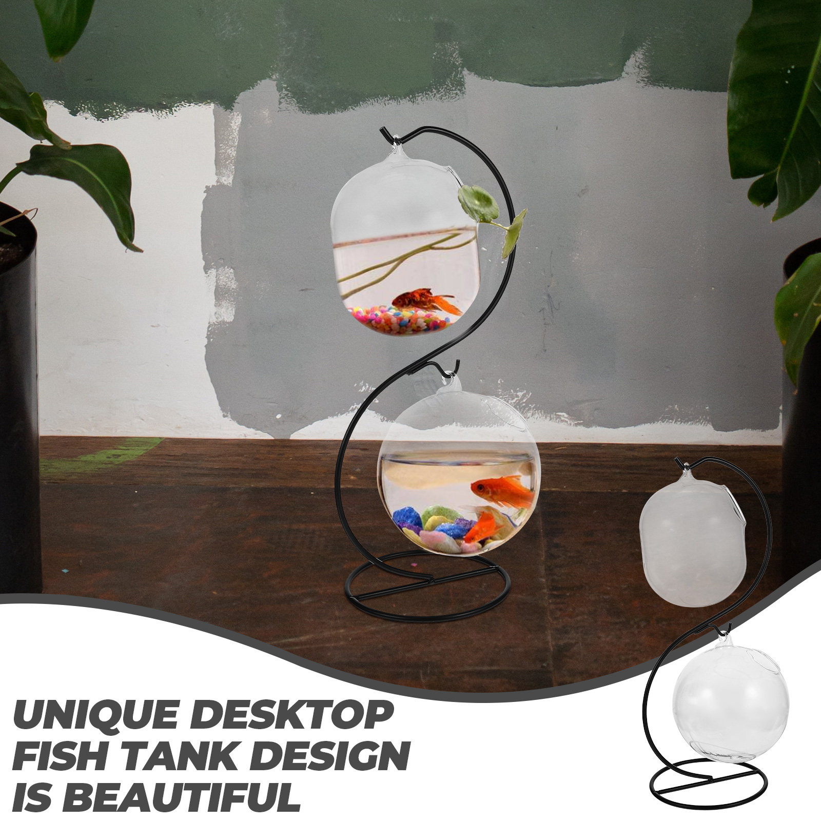 Planted Aquarium Bowl - 1Set Desktop Fish Tank Multi-Function Hanging