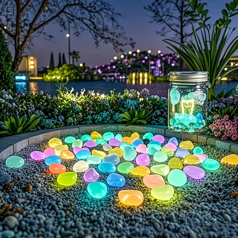 Planted Aquarium Equipment - 300PCS Luminous Pebble Set,0.9-1.5cm Resin Glow