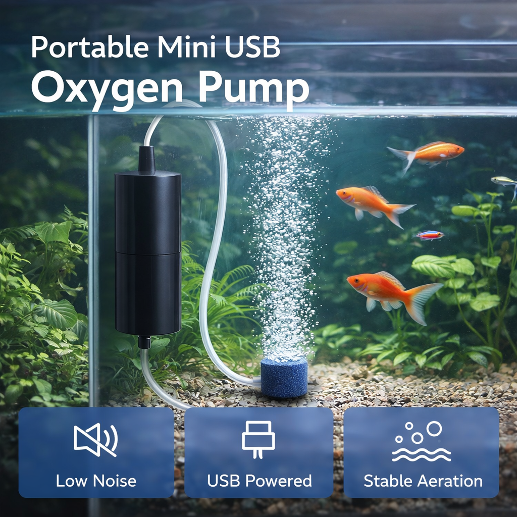 Aquarium Lily Pipe - Air Stone Silent Oxygen Pump Small