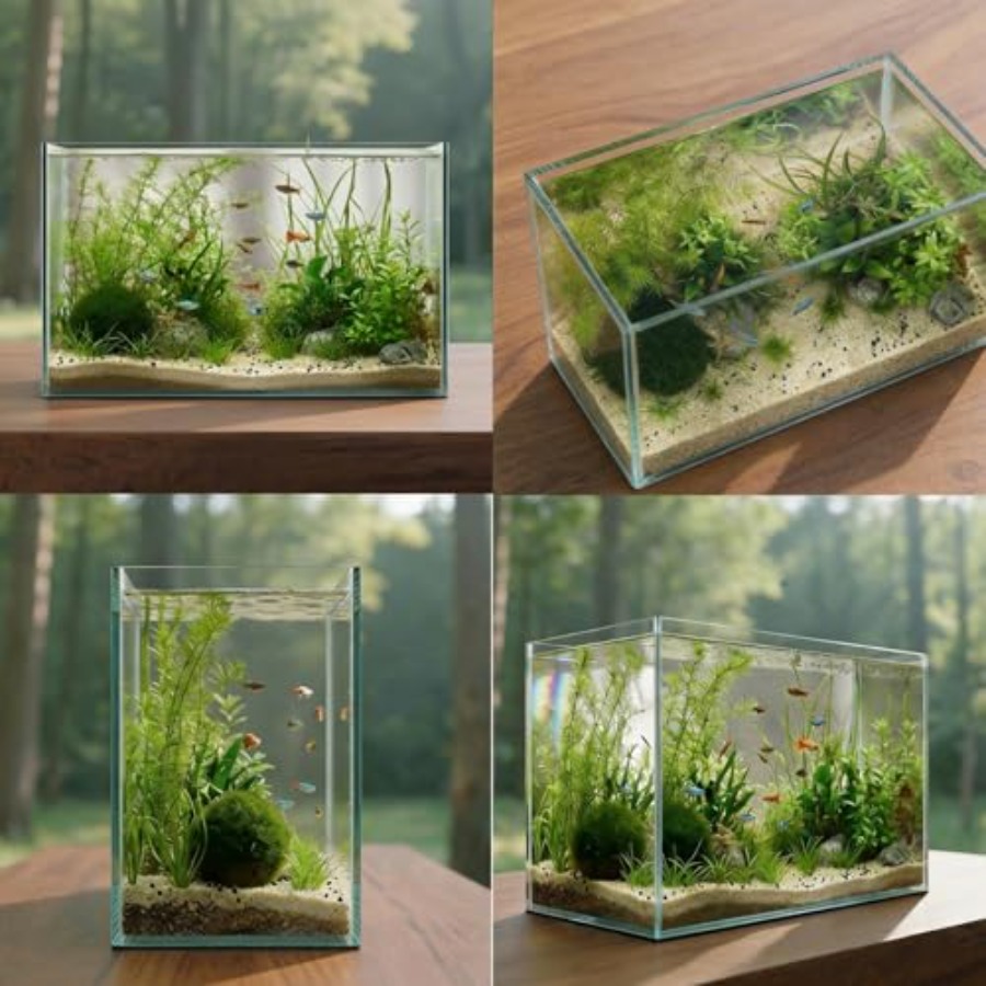 Glass Fish Tank Open-Back Lid  - Planted Aquarium Bowl บทวิจารณ์และราคา