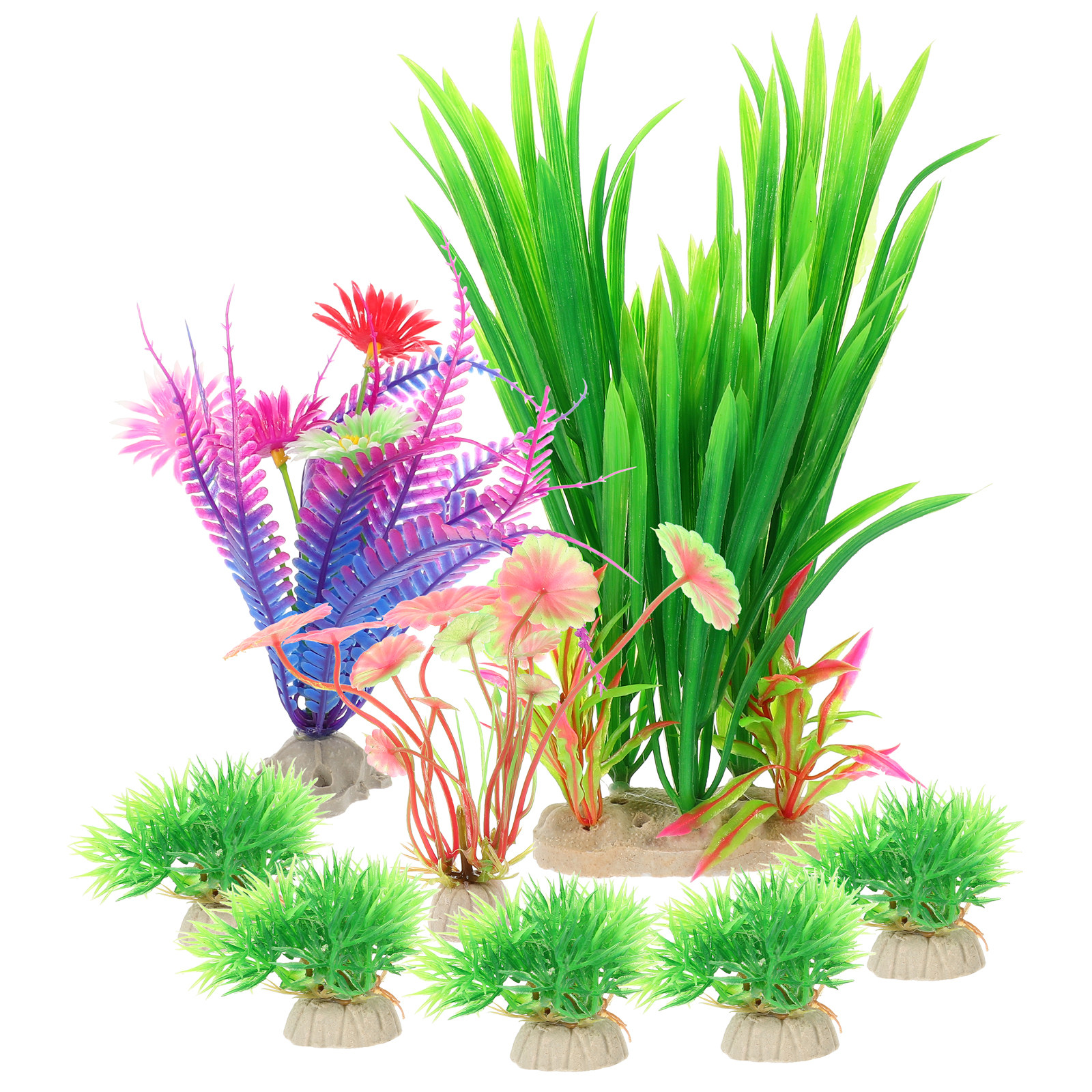 8Pcs Lifelike Plastic Aquatic  - Aquarium Planted Tank Setup บทวิจารณ์และราคา