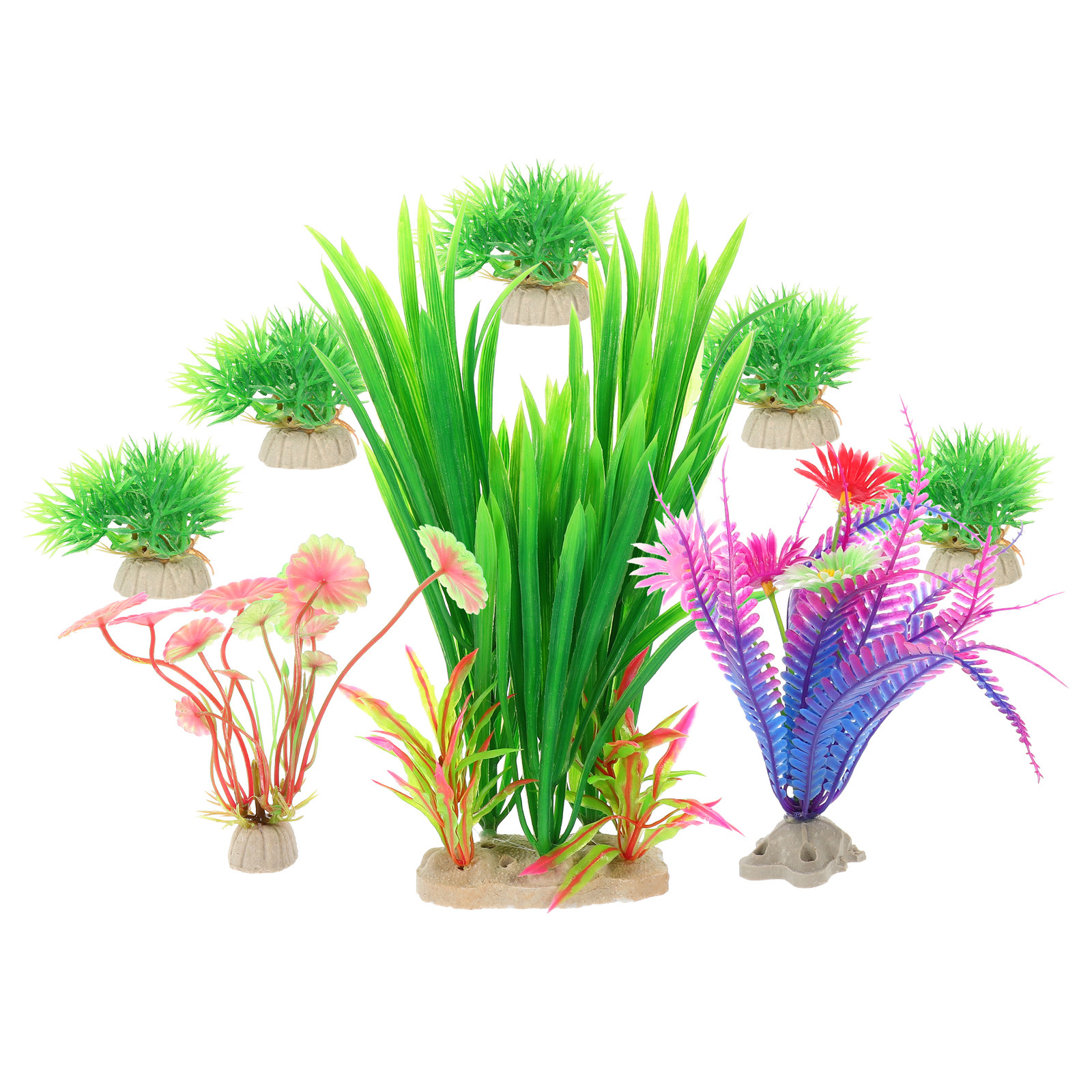 8Pcs Lifelike Plastic Aquatic  - Aquarium Planted Tank Setup บทวิจารณ์และราคา